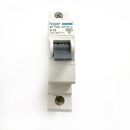 Hager MT116A 450703 B16 16A 16 Amp MCB Circuit Breaker Type B